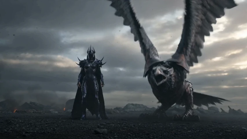 Dark Knight & Giant Eagle Fantasy Battle